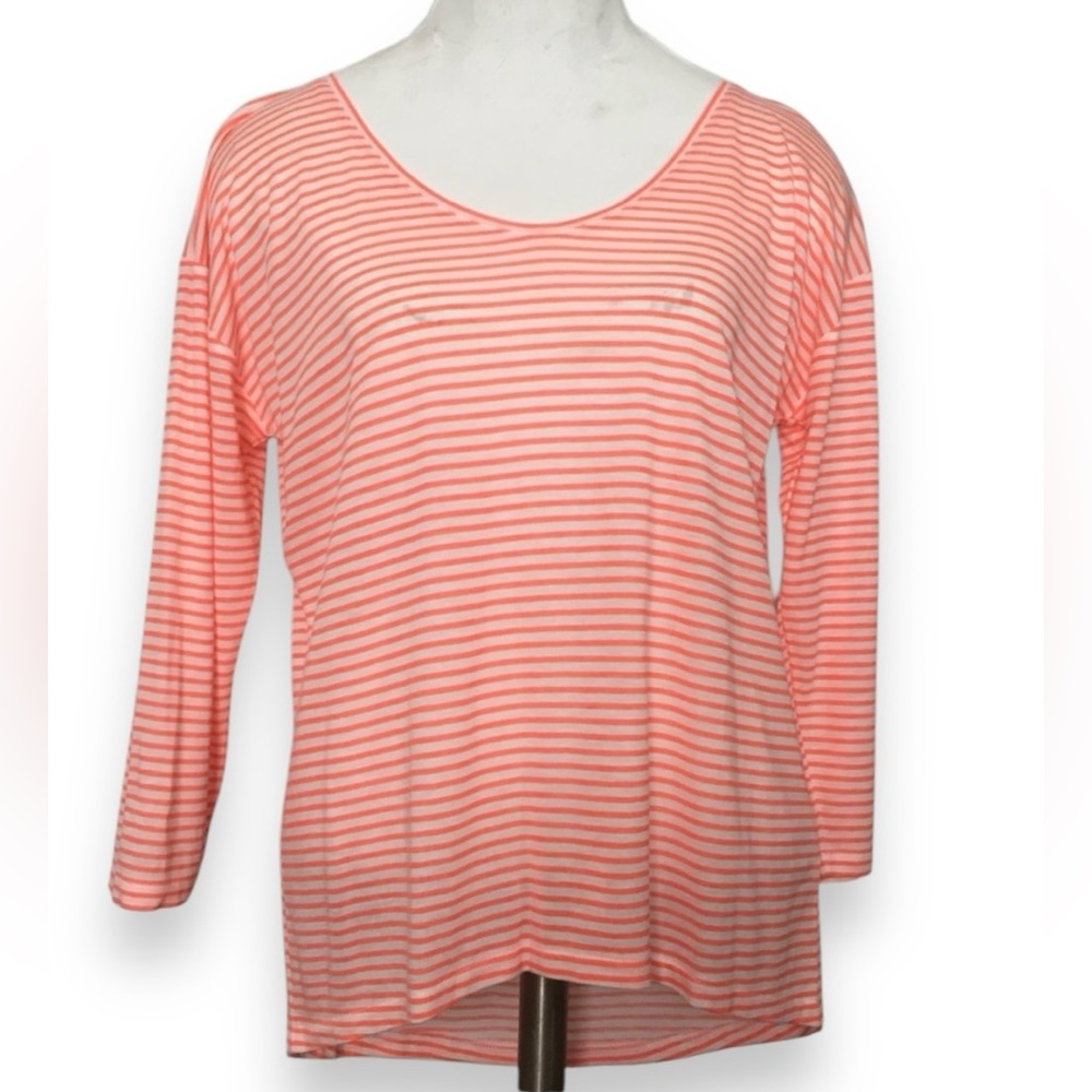 J. CREW Orange & White Striped Lightweight Scoop Neck Top